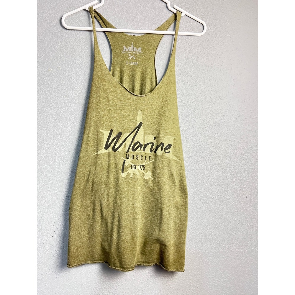 Military‎ Muscle Woman Marine Muscle 1775 Racerback Tank Top Olive Green XL USMC